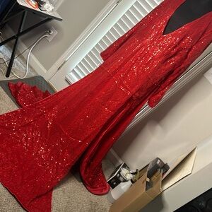 Red two side split dress